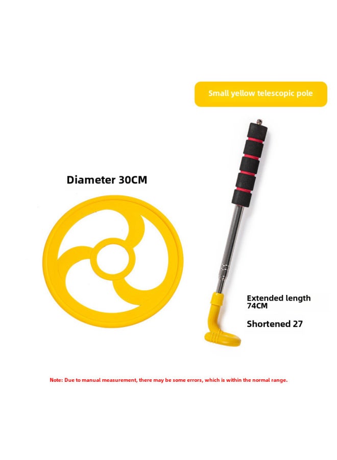 Children's Traditional Toy Thickened Rolling Iron Ring Fun Nostalgic Preschool Sensory Play Equipment Outdoor Sports Game-Specifications:Yellow Small Size-Telescopic Rod - Image 1